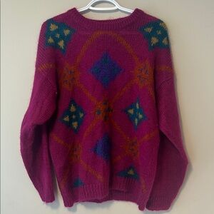Vintage Magenta Geometric Sweater